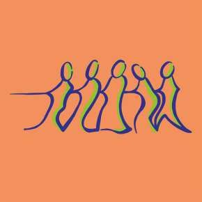 wir, zusammenhalt, gemeinschaft, team, menschenkette, vielfalt Symbolgrafik mit stilisierten Personen als Ausdruck von Zusammenhalt